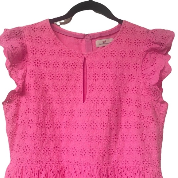 NWOT Vineyard Vines Allamanda Pink Eyelet Short Sleeved Dress Size 10 - Picture 6 of 10